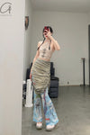 RUI Tie-Dye Drawstring Skirt RSS22WV07 Tie-dyed + Green Striped + Tie-Dye